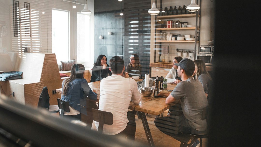 Professionals collaborating in an office meeting